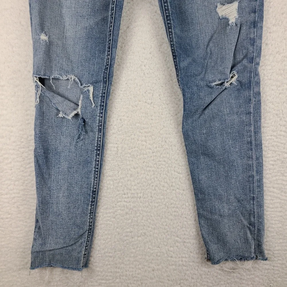 Rag & Bone Jeans‎ Womens 29x27 Blue Nina High Rise Ankle Skinny Fray Distress *